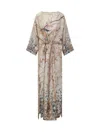 Pierre-louis Mascia Beige Floral Silk Long Dress In Neutral