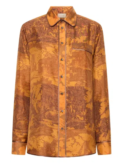 Pierre-louis Mascia Long-sleeve Silk Shirt In Animal Print