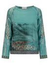 Pierre-louis Mascia Blue Top With Artistic Landscape Design In Blue