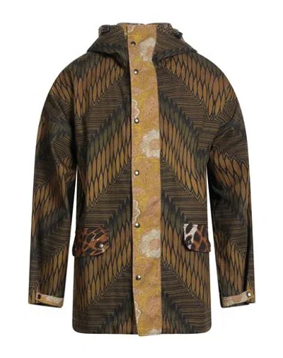 Pierre-louis Mascia Man Overcoat & Trench Coat Military Green Size M Cotton, Wool, Cashmere In Brown