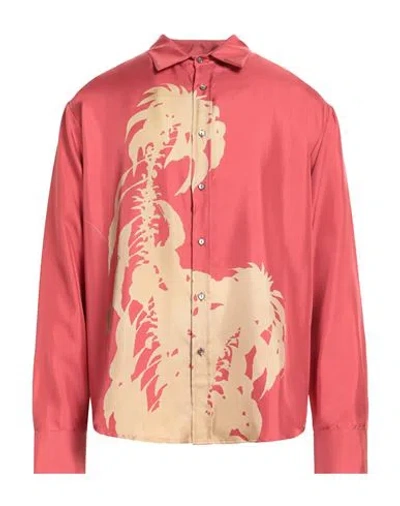 Pierre-louis Mascia Man Shirt Coral Size L Silk In Red