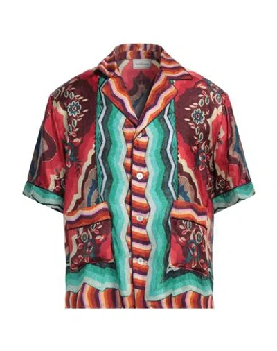 Pierre-louis Mascia Man Shirt Rust Size M Silk In Red
