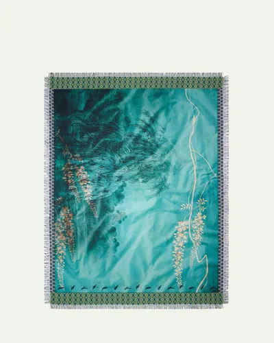 Pierre-louis Mascia Mascia Aloe Ultrawash Silk Scarf In 514332/101-18 Green Multi Blue