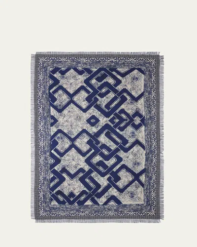 Pierre-louis Mascia Mascia Aloe Ultrawash Silk Scarf In 514477 101-18 Blue Pattern