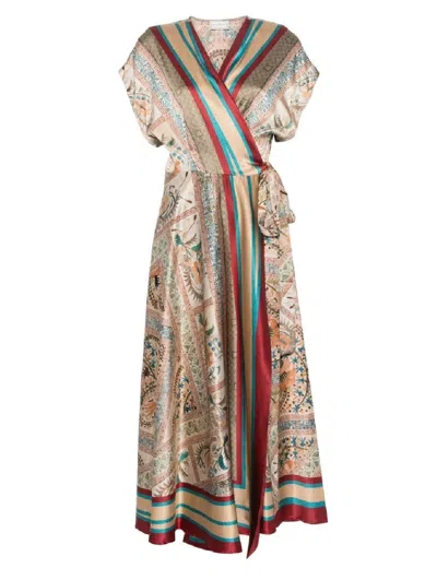 Pierre-louis Mascia Maxi Dress With Wrap Design In Multi