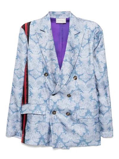 Pierre-louis Mascia Mix-print Jacket In Blue