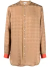 Pierre-louis Mascia Monogram Silk Shirt In Neutrals