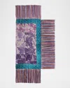 Pierre-louis Mascia Multi-color Patterned Silk Shawl In 515163 101 18 Purple And Acqua