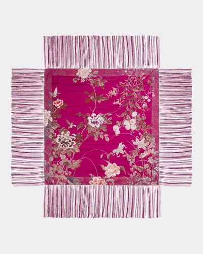 Pierre-louis Mascia Multi-color Patterned Silk Shawl In Pink