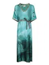Pierre-louis Mascia Multicolor Blue Aloes Kaftan In Blue