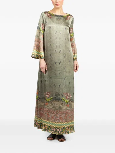 Pierre-louis Mascia Mutka Floral Maxi Dress In Green