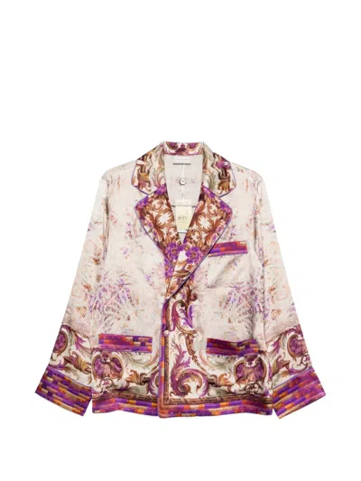 Pierre-louis Mascia Pierre Louis Mascia Printed Silk Jacket In Neutral