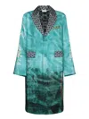 Pierre-louis Mascia Patterned Blue Outerwear With Shawl Collar
