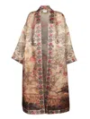 Pierre-louis Mascia Pierre Louis Mascia Wiil And Silk Printed Kimono In Brown