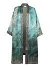 Pierre-louis Mascia Pierre Louis Mascia Wiil And Silk Printed Kimono In Blue