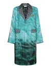 Pierre-louis Mascia Patterned Blue Outerwear With Shawl Collar In Blue
