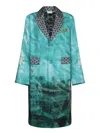 Pierre-louis Mascia Patterned Blue Outerwear With Shawl Collar In Blue