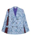Pierre-louis Mascia Paisley Double-breasted Jacket In Blue