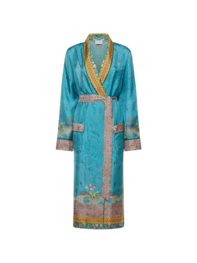 Pierre-louis Mascia Paisley Floral Dressing Gown In Blue