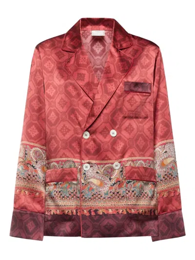 Pierre-louis Mascia Paisley-print Double-breasted Jacket In Red