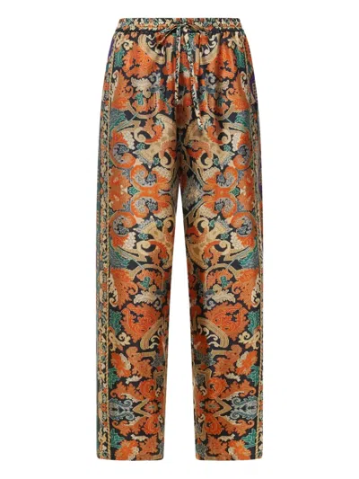 Pierre-louis Mascia Paisley-print Drawstring-waist Trousers In Brown