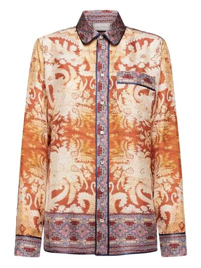Pierre-louis Mascia Paisley-print Long-sleeve Shirt In Orange
