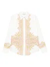 Pierre-louis Mascia Pierre Louis Mascia Embroidered Silk Shirt In White