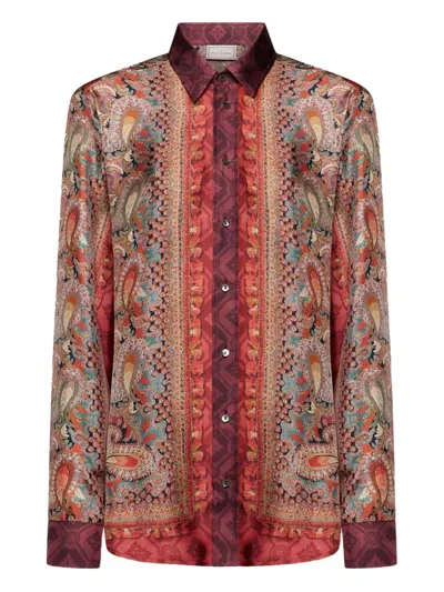 Pierre-louis Mascia Paisley-print Silk Shirt In Red