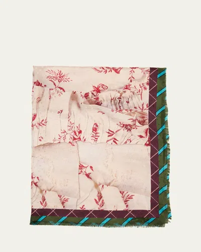 Pierre-louis Mascia Pallino Mixed Patterned Silk Scarf In Beige Red Multi