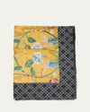 Pierre-louis Mascia Pallino Mixed Patterned Silk Scarf In Mustard Yellow Black Multi