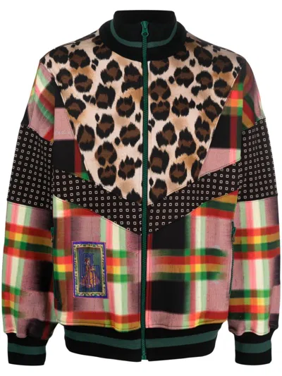 Pierre-louis Mascia Panelled-print-design Jacket In Braun