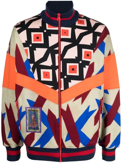 Pierre-louis Mascia Panelled-print-design Jacket In Nude