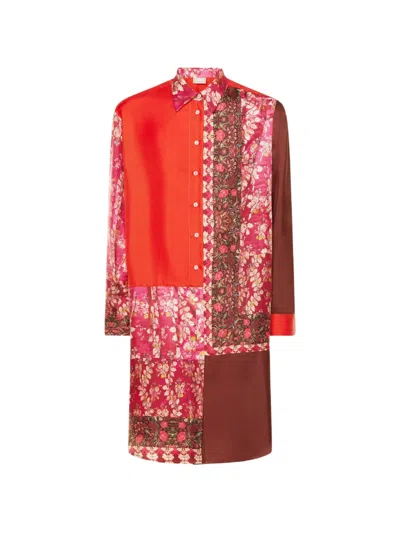 Pierre-louis Mascia Patchwork-design Long-sleeve Shirt In Pink