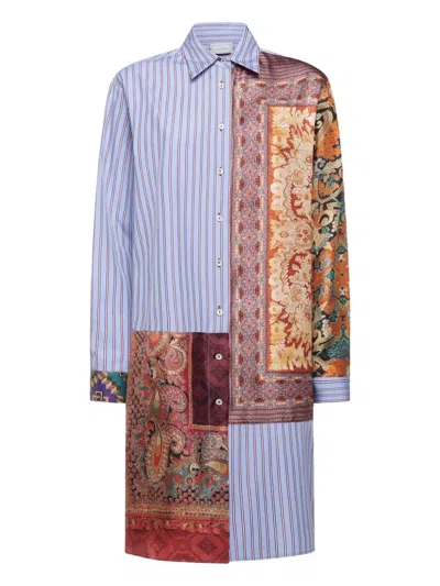 Pierre-louis Mascia Patchwork-design Shirt In Blue