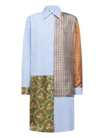 Pierre-louis Mascia Patchwork-design Shirt In Blue