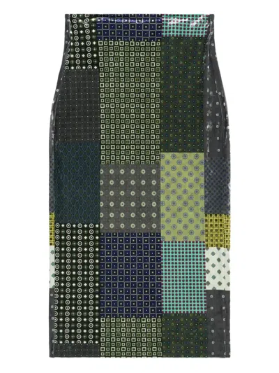 Pierre-louis Mascia Patchwork Midi Skirt In Green