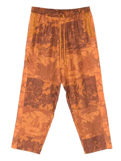 Pierre-louis Mascia Patchwork Printed Trousers In Brown