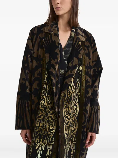 Pierre-louis Mascia Patterned Coat In Brown