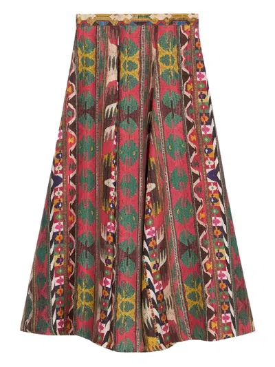 Pierre-louis Mascia Patterned Pleated Skirt In Red