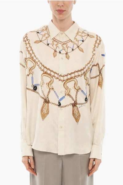 Pierre-louis Mascia Patterned Silk Shirt In Beige