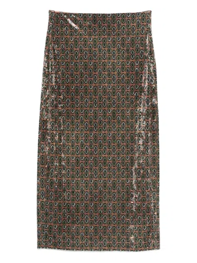 Pierre-louis Mascia Patterned Skirt In Brown