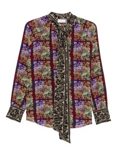 Pierre-louis Mascia Patterned Tie-neck Shirt In Multi