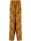 Pierre-louis Mascia Patterned Wide-leg Trousers In Braun