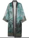 Pierre-louis Mascia Pierre Louis Mascia Wiil And Silk Printed Kimono In Blue