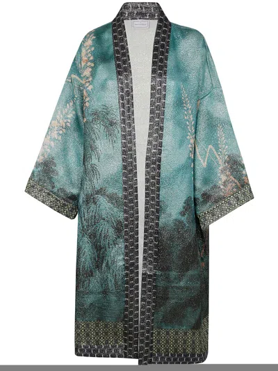 Pierre-louis Mascia Pierre Louis Mascia Wiil And Silk Printed Kimono In Multicolour