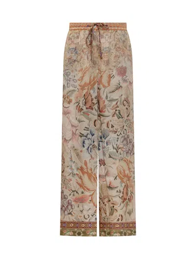 Pierre-louis Mascia Silk Tapestry-style Wide Pants In Brown