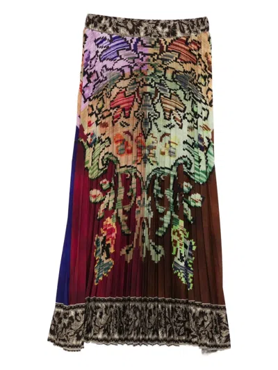 Pierre-louis Mascia Pleated Floral-print Skirt In Multi