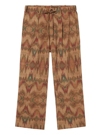 Pierre-louis Mascia Pleated-front Printed Trousers In Brown