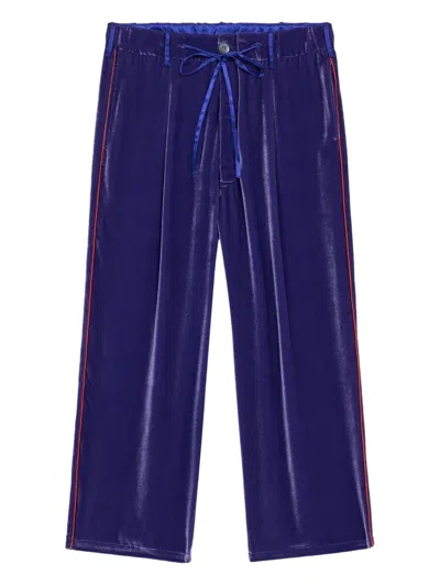 Pierre-louis Mascia Pleated Side-stripe Trousers In Blue