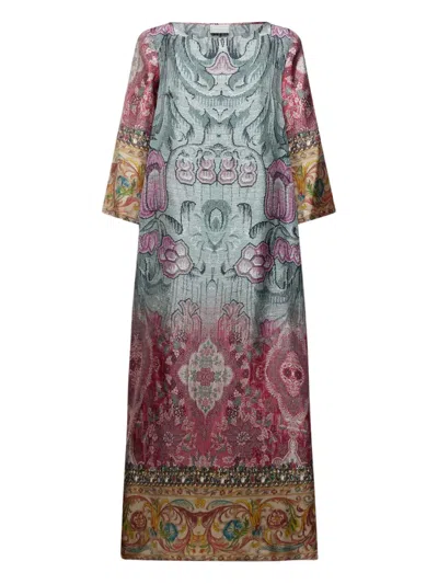 Pierre-louis Mascia Printed Bell-sleeve Dress In Multi